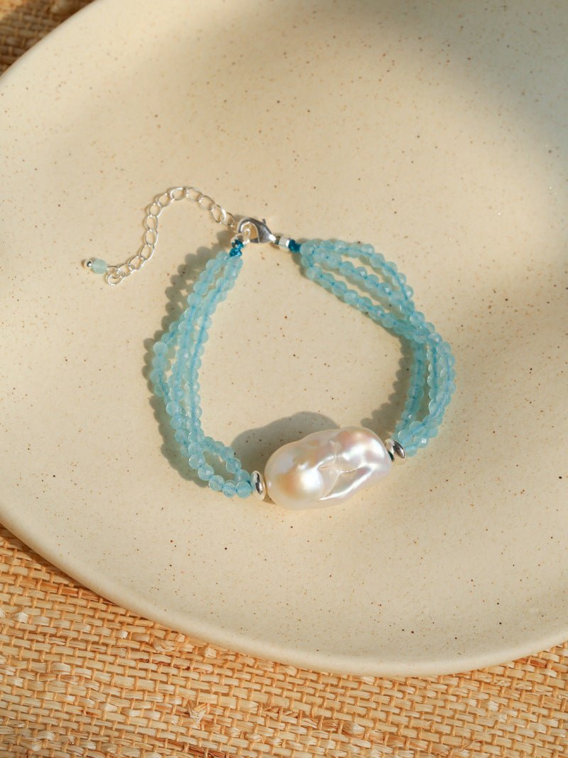 Ice Blue Cat Eye Layered Bracelet - floysun