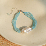Ice Blue Cat Eye Layered Bracelet - floysun