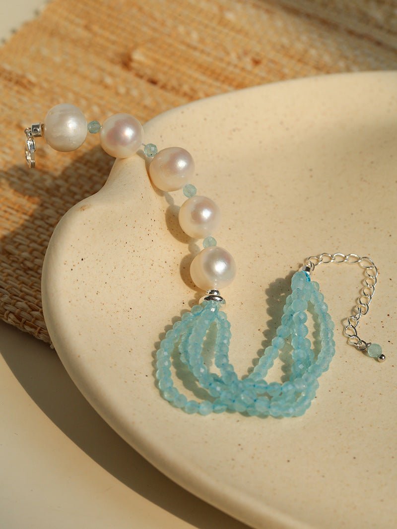 Ice Blue Cat Eye Layered Bracelet - floysun