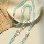 Ice Blue Cat Eye Layered Necklace - floysun