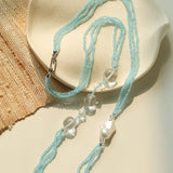 Ice Blue Cat Eye Layered Necklace - floysun