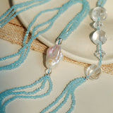 Ice Blue Cat Eye Layered Necklace - floysun