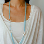 Ice Blue Cat Eye Layered Necklace - floysun