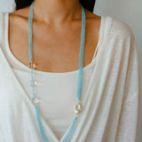 Ice Blue Cat Eye Layered Necklace - floysun