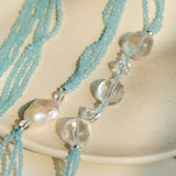 Ice Blue Cat Eye Layered Necklace - floysun