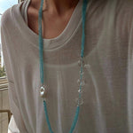 Ice Blue Cat Eye Layered Necklace - floysun
