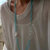 Ice Blue Cat Eye Layered Necklace - floysun
