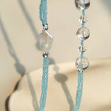 Ice Blue Cat Eye Layered Necklace - floysun