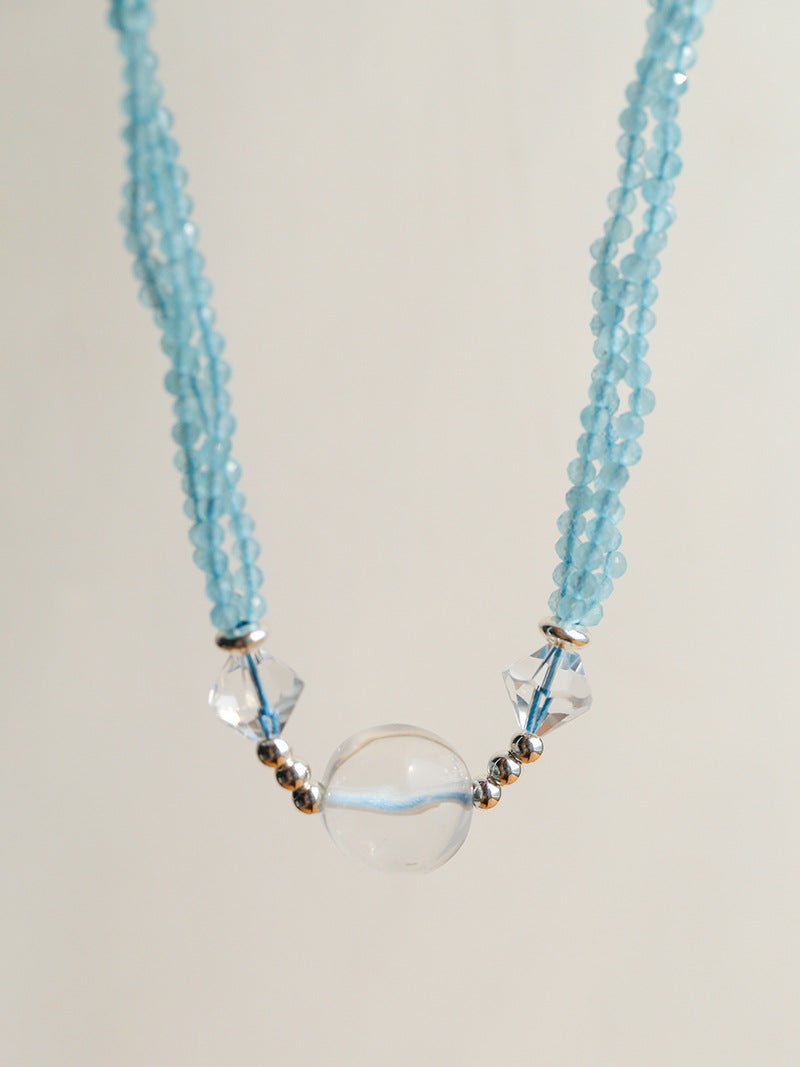 Ice Blue Cat Eye Short Necklace - floysun