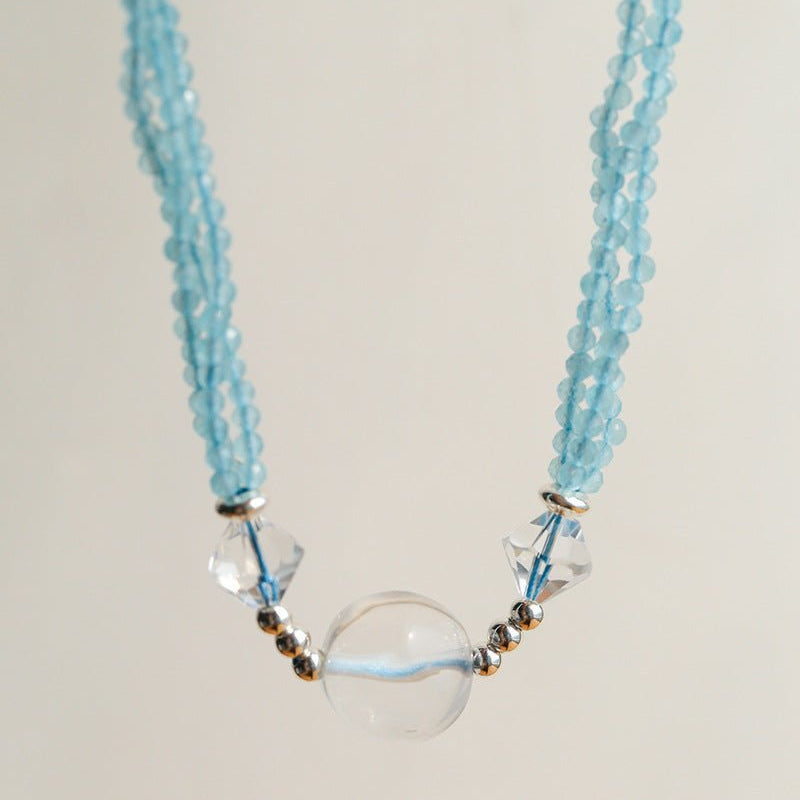 Ice Blue Cat Eye Short Necklace - floysun