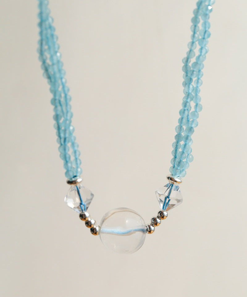 Ice Blue Cat Eye Short Necklace - floysun