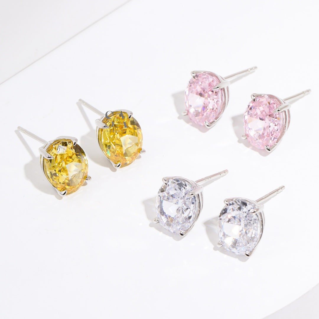 Ice Flower Cut 5A Color Crystal Stud Earrings - floysun