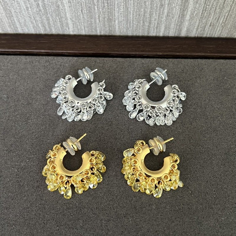 Icy Sparkle Tassel C - Hoop Earrings - floysun