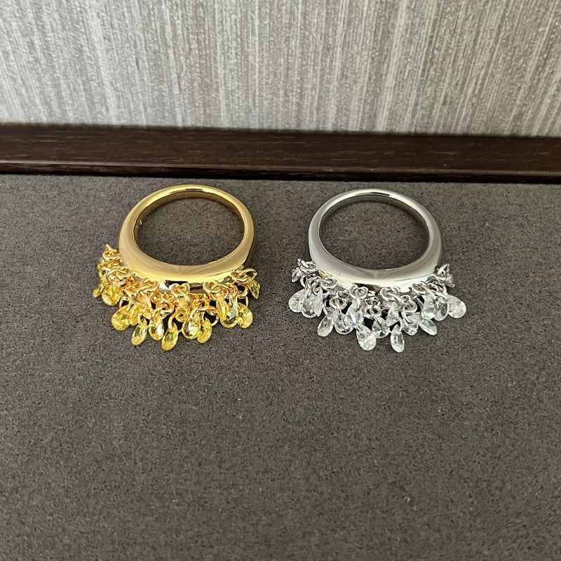 Icy Sparkle Tassel Ring - floysun