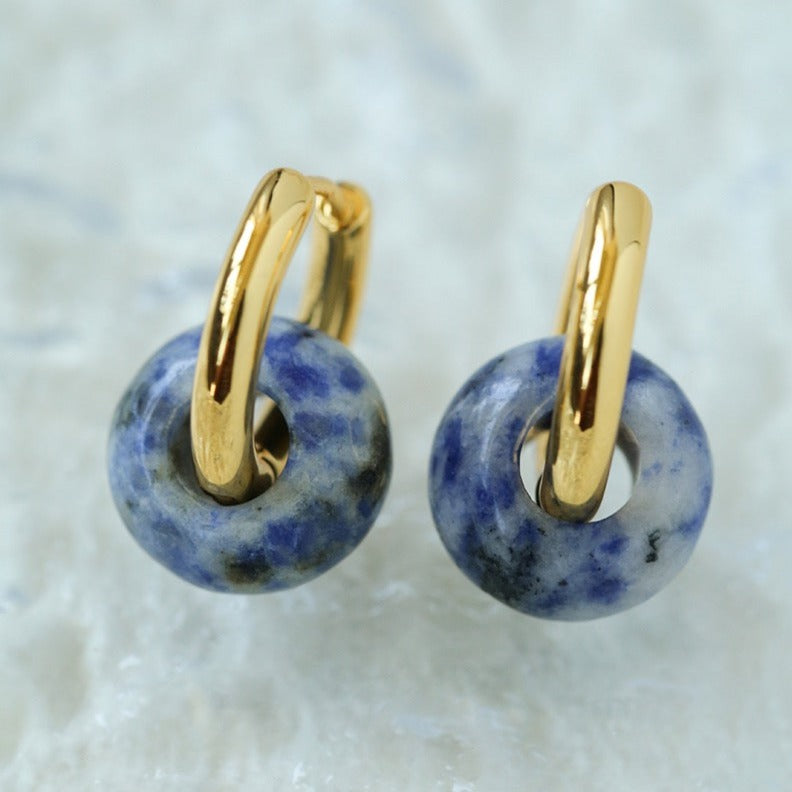 Enchanting Blue Dot Stone Natural Stone Earrings