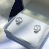 S925 Sterling Silver Semi-circular Freshwater Pearl Earrings