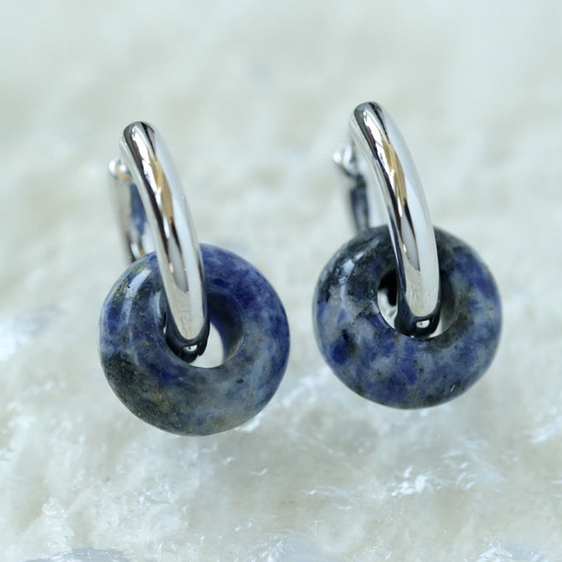 Enchanting Blue Dot Stone Natural Stone Earrings