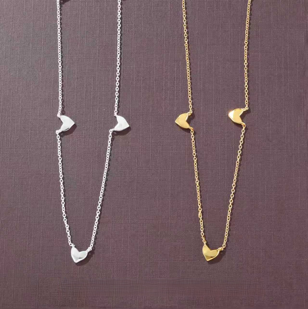 Infinite Multi - Heart Station Necklace - Delicate 925 Sterling Silver Chain - floysun