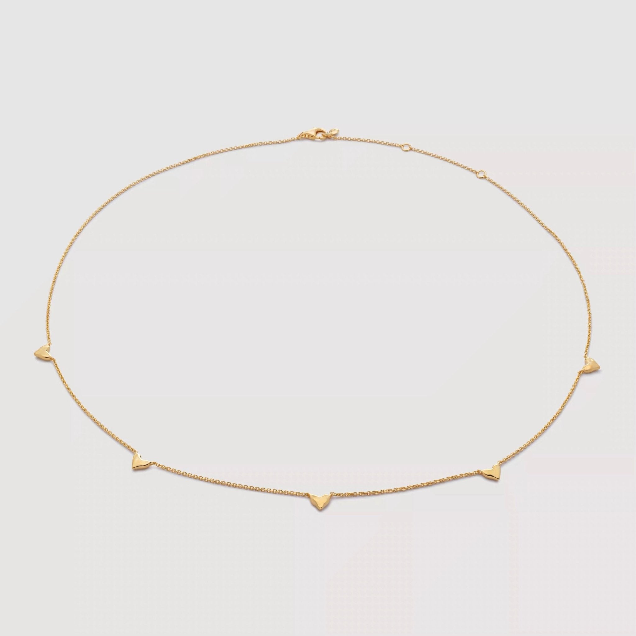 Infinite Multi - Heart Station Necklace - Delicate 925 Sterling Silver Chain - floysun