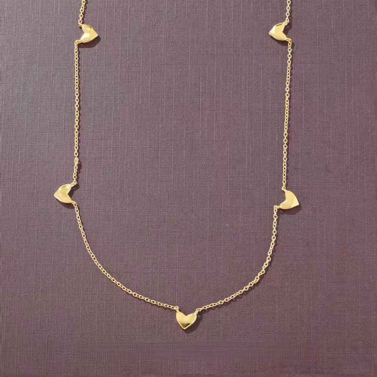 Infinite Multi - Heart Station Necklace - Delicate 925 Sterling Silver Chain - floysun