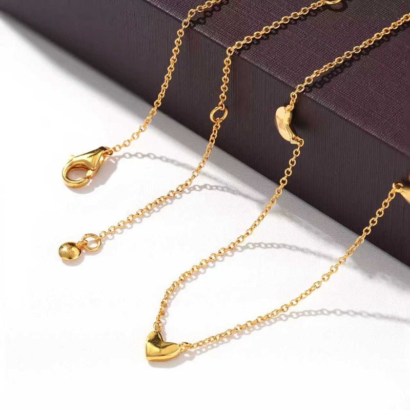 Infinite Multi - Heart Station Necklace - Delicate 925 Sterling Silver Chain - floysun