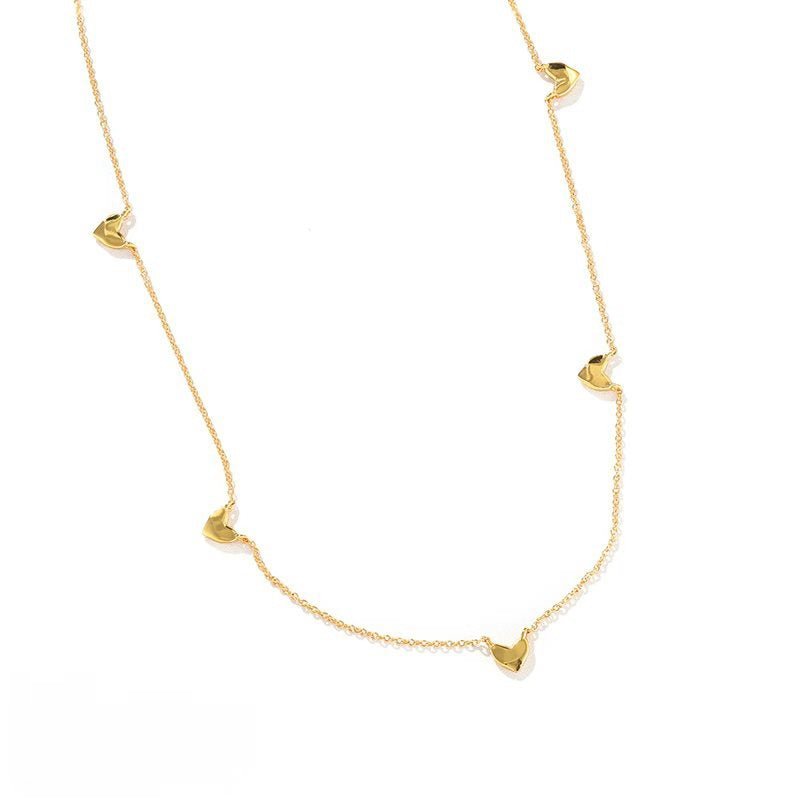 Infinite Multi - Heart Station Necklace - Delicate 925 Sterling Silver Chain - floysun