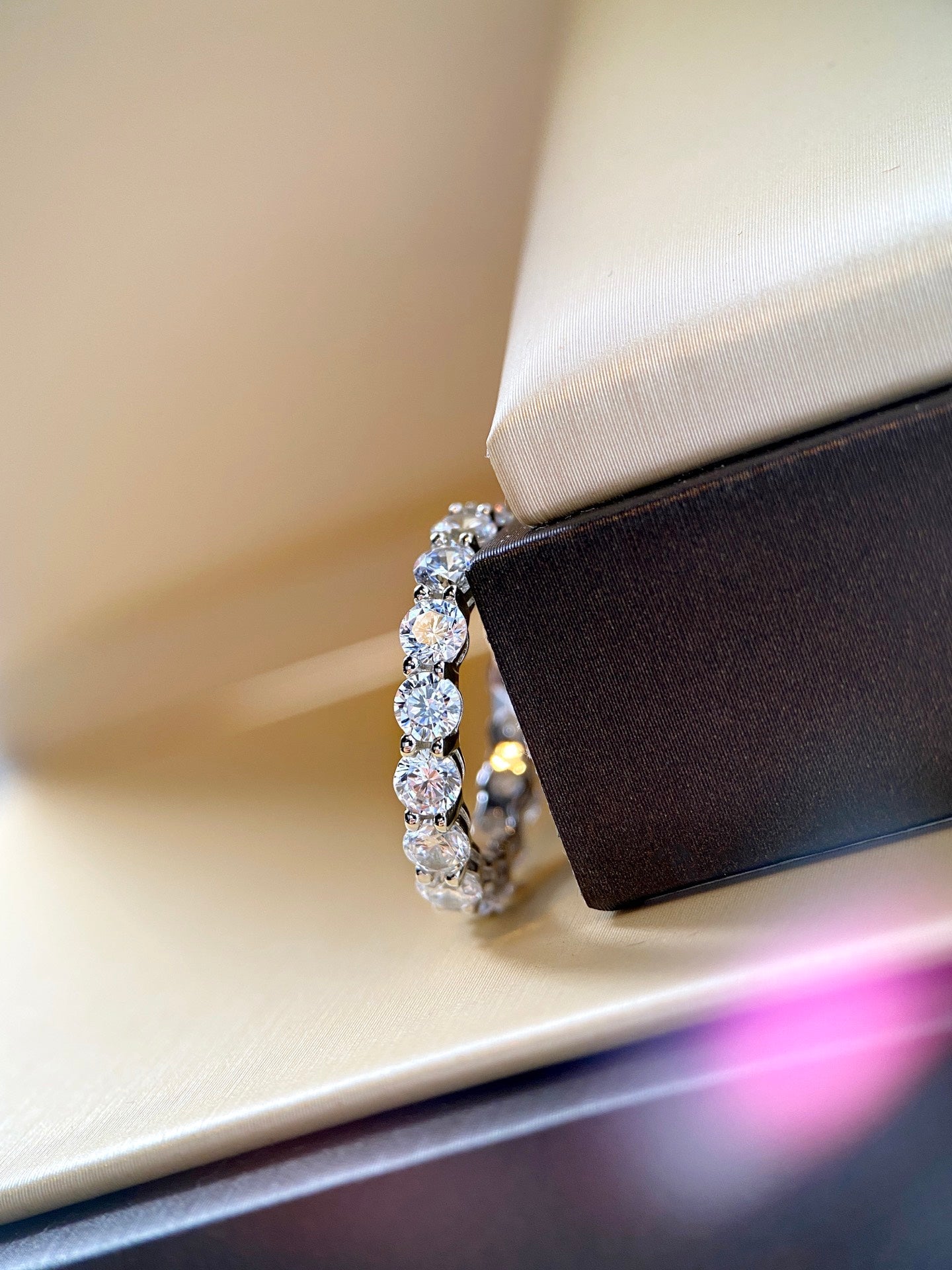 Infinite Sparkle Row Ring | 20 - Point High - Carbon Diamond S925 Sterling Silver Band - floysun