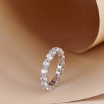 Infinite Sparkle Row Ring | 20 - Point High - Carbon Diamond S925 Sterling Silver Band - floysun