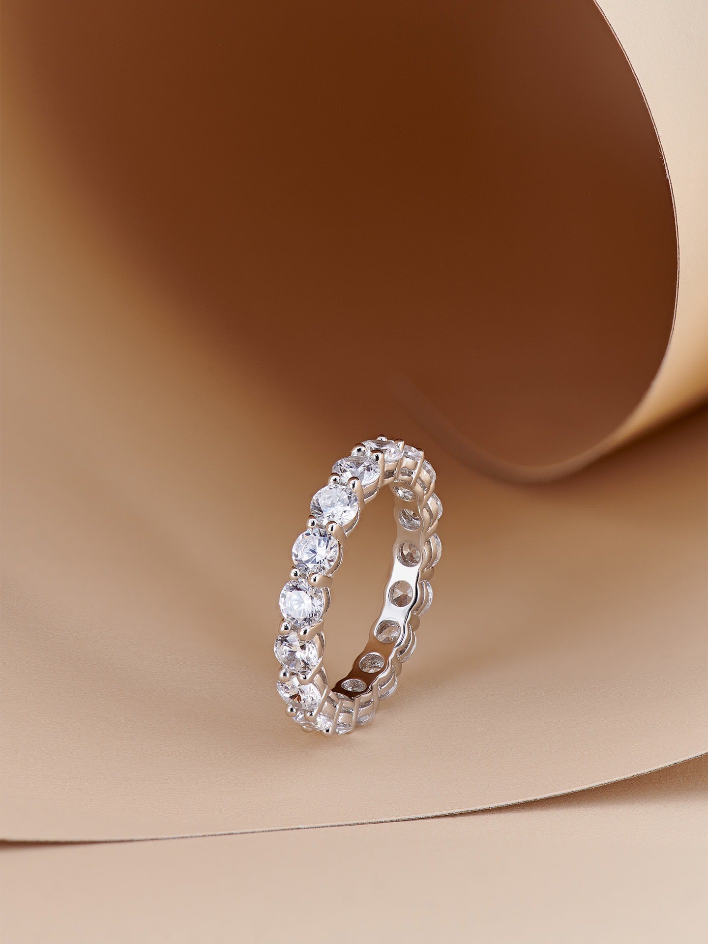 Infinite Sparkle Row Ring | 20 - Point High - Carbon Diamond S925 Sterling Silver Band - floysun