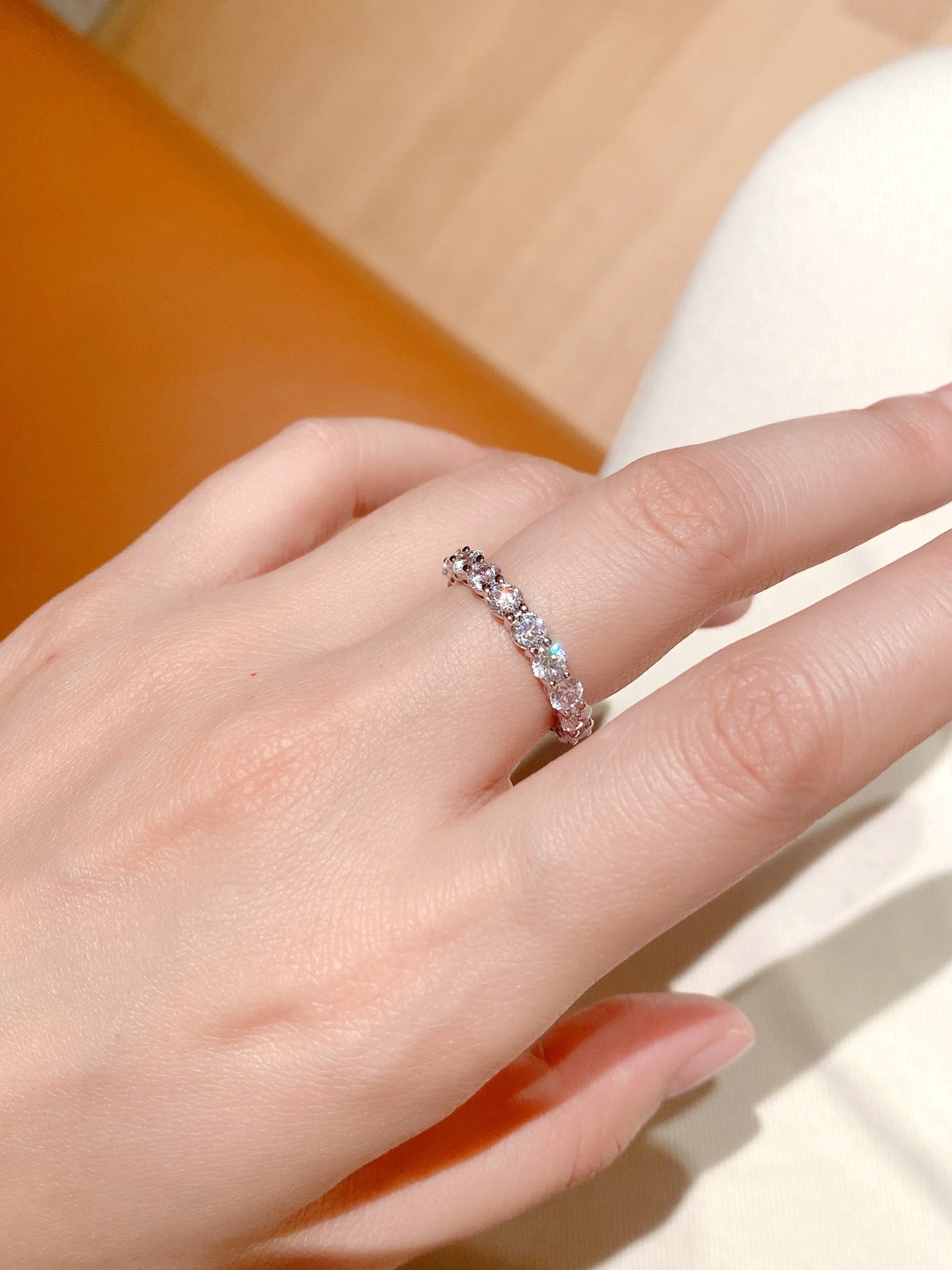Infinite Sparkle Row Ring | 20 - Point High - Carbon Diamond S925 Sterling Silver Band - floysun