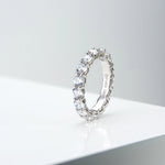 Infinite Sparkle Row Ring | 20 - Point High - Carbon Diamond S925 Sterling Silver Band - floysun