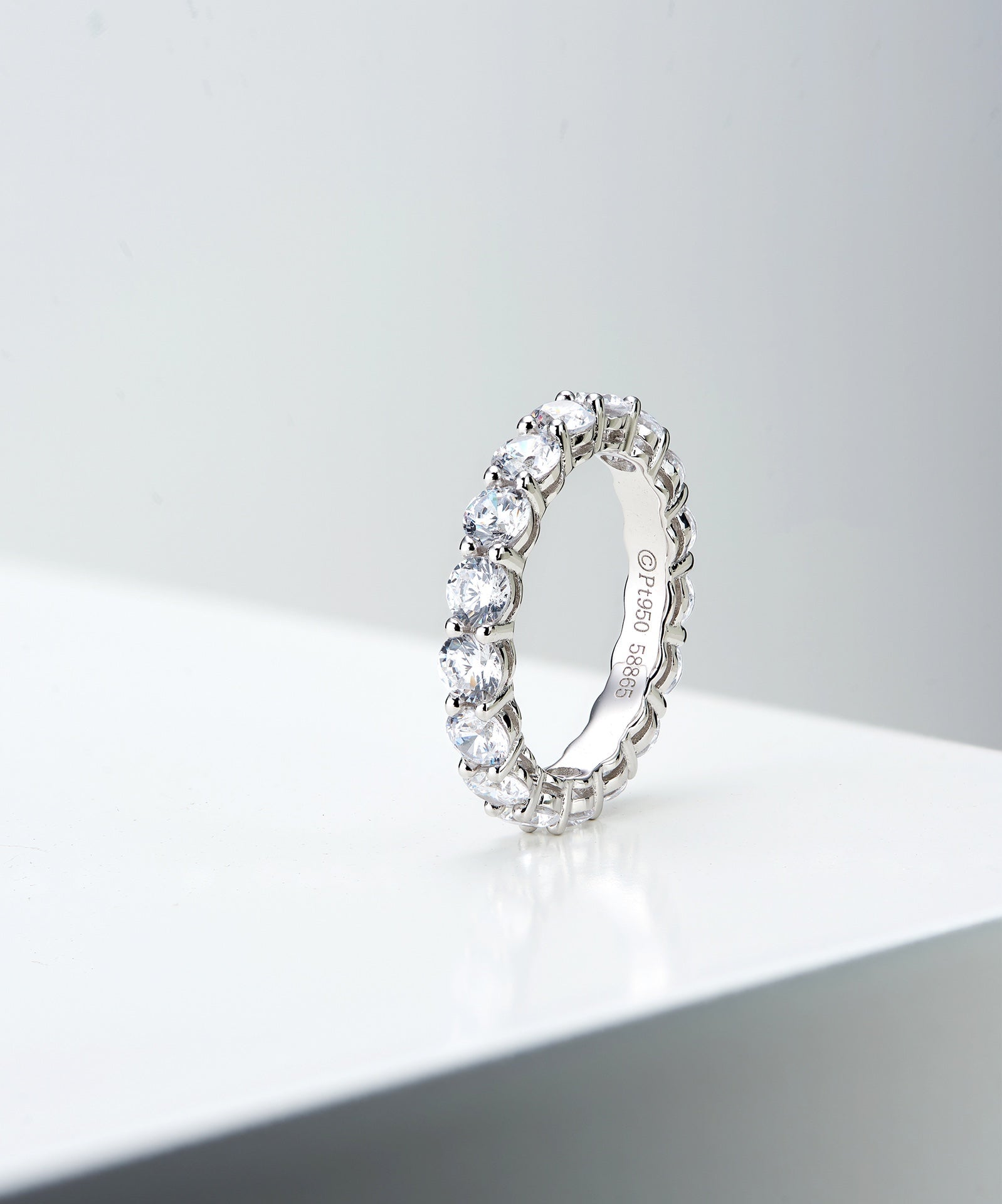 Infinite Sparkle Row Ring | 20 - Point High - Carbon Diamond S925 Sterling Silver Band - floysun