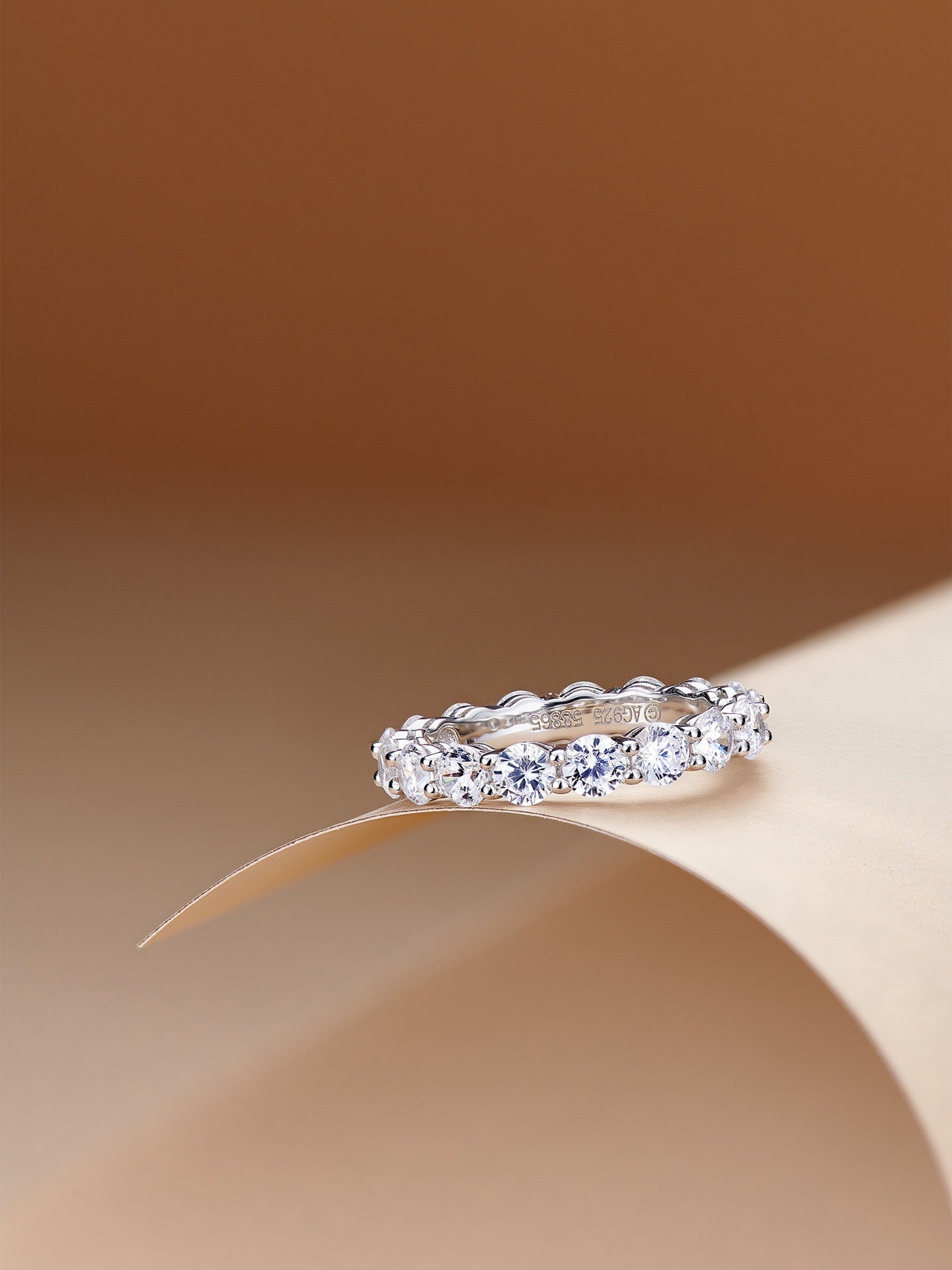Infinite Sparkle Row Ring | 20 - Point High - Carbon Diamond S925 Sterling Silver Band - floysun