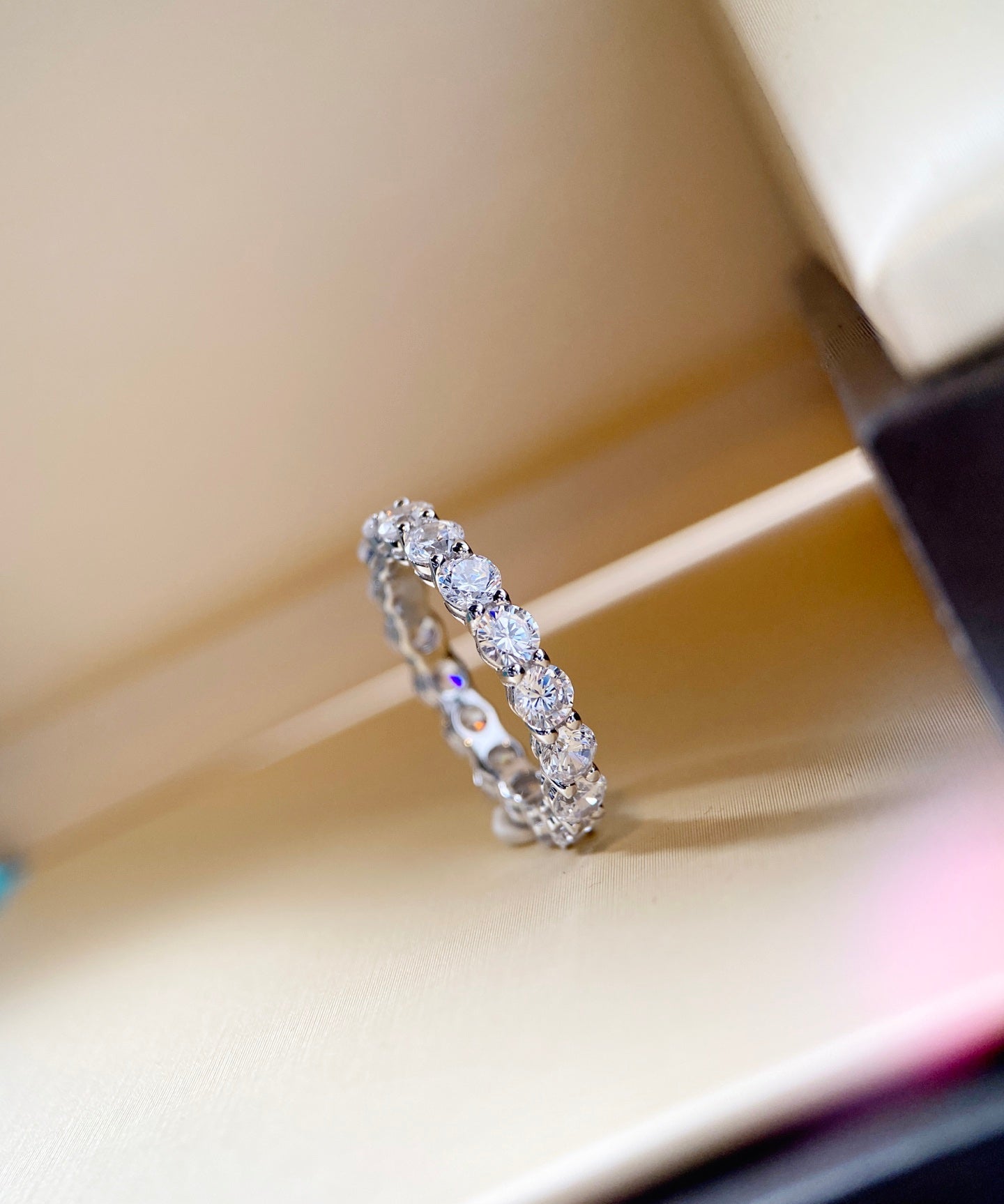 Infinite Sparkle Row Ring | 20 - Point High - Carbon Diamond S925 Sterling Silver Band - floysun
