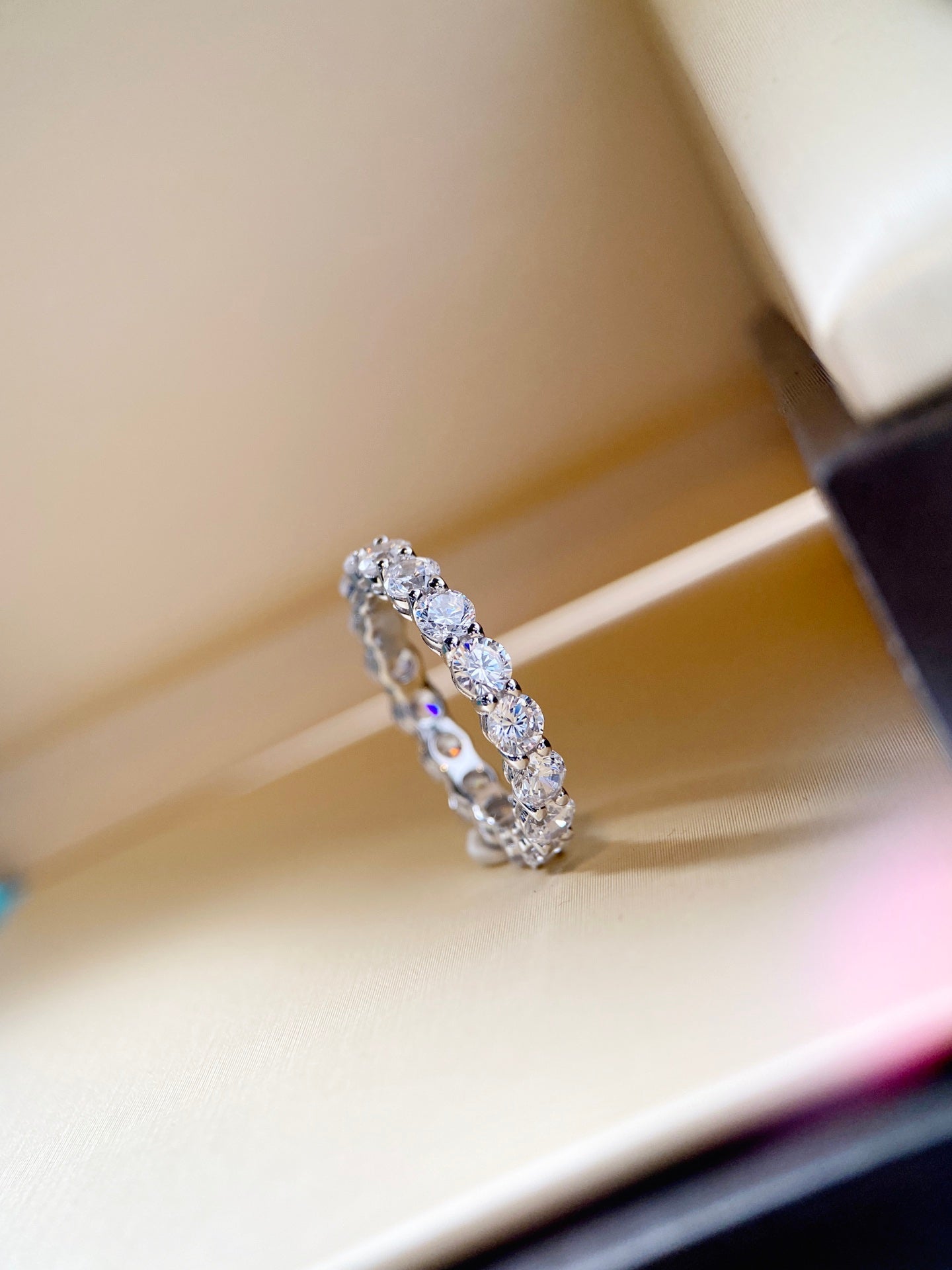 Infinite Sparkle Row Ring | 20 - Point High - Carbon Diamond S925 Sterling Silver Band - floysun