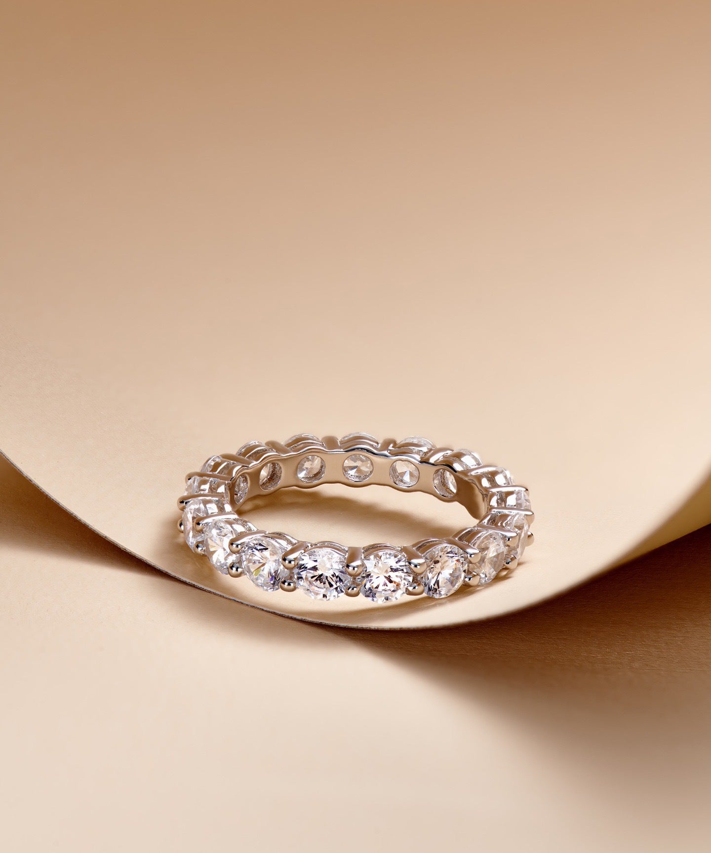 Infinite Sparkle Row Ring | 20 - Point High - Carbon Diamond S925 Sterling Silver Band - floysun