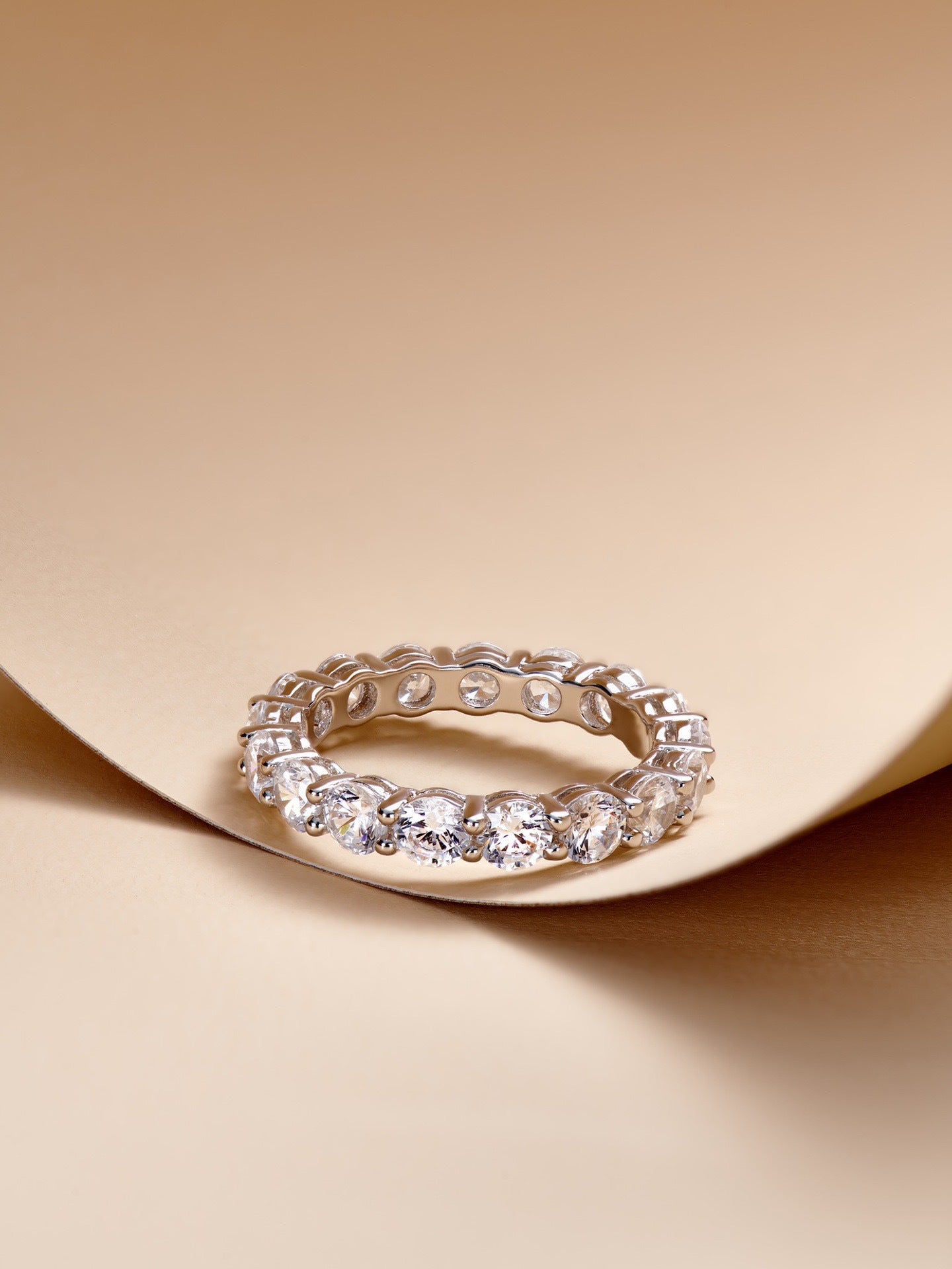 Infinite Sparkle Row Ring | 20 - Point High - Carbon Diamond S925 Sterling Silver Band - floysun