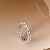 Infinite Sparkle Row Ring | 20 - Point High - Carbon Diamond S925 Sterling Silver Band - floysun