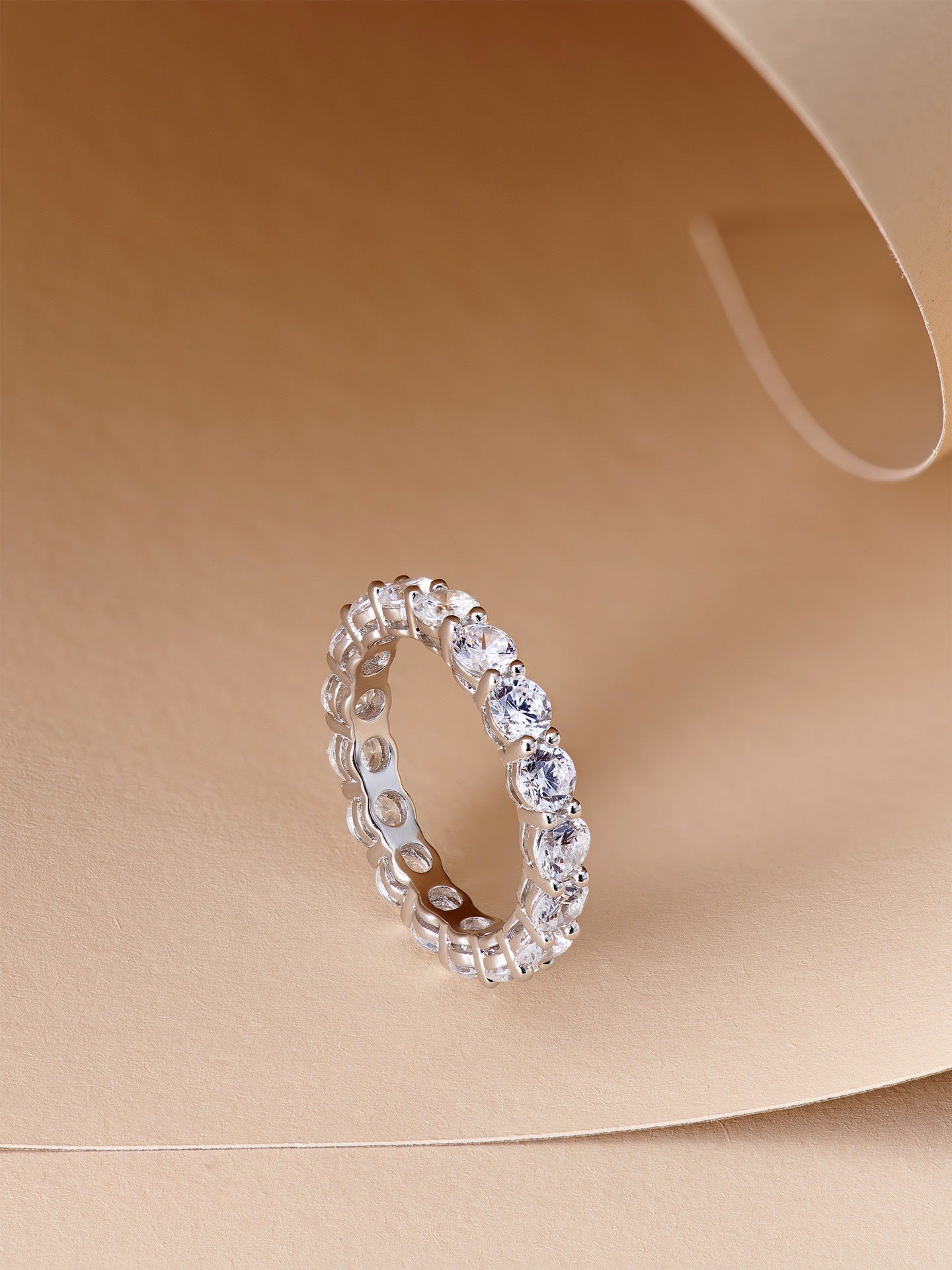 Infinite Sparkle Row Ring | 20 - Point High - Carbon Diamond S925 Sterling Silver Band - floysun