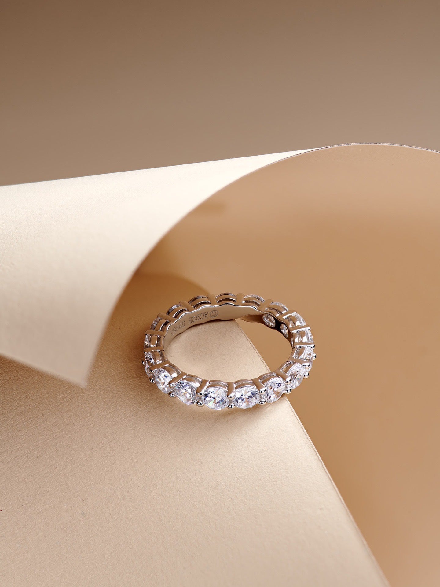 Infinite Sparkle Row Ring | 20 - Point High - Carbon Diamond S925 Sterling Silver Band - floysun
