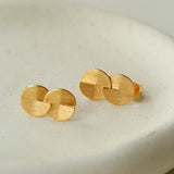Interlocked Double Circle Brushed Stud Earrings - floysun