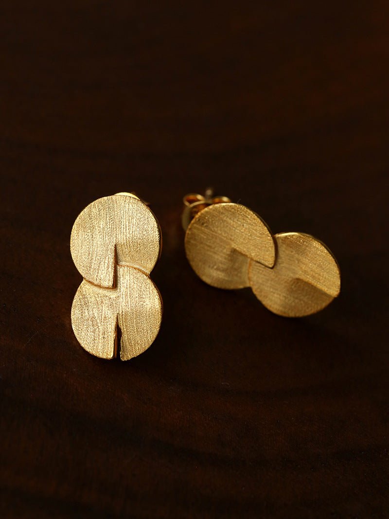 Interlocked Double Circle Brushed Stud Earrings - floysun