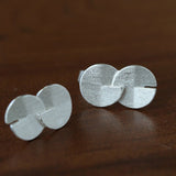 Interlocked Double Circle Brushed Stud Earrings - floysun