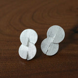 Interlocked Double Circle Brushed Stud Earrings - floysun