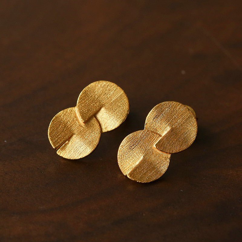 Interlocked Double Circle Brushed Stud Earrings - floysun