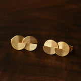 Interlocked Double Circle Brushed Stud Earrings - floysun