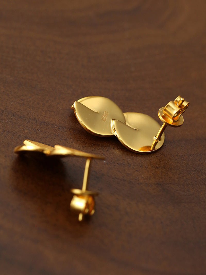 Interlocked Double Circle Brushed Stud Earrings - floysun