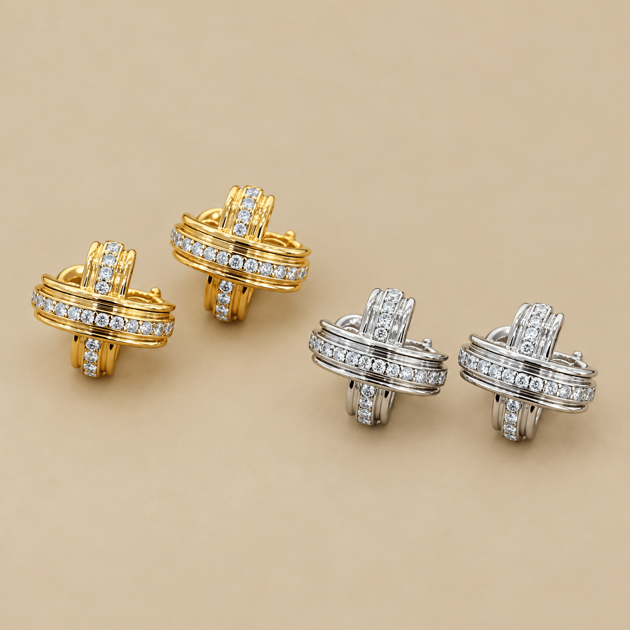 Intertwined Knot Pavé Stud Earrings - floysun