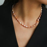 Iridescent Keshi Pearl Necklace without Spacers - floysun