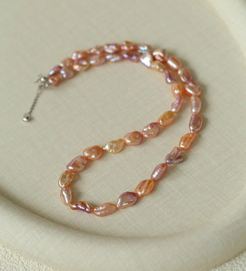 Iridescent Keshi Pearl Necklace without Spacers - floysun